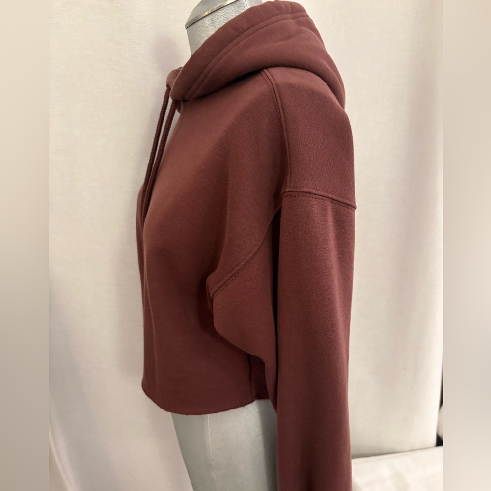 Fabletics Cozy Fleece Cropped Hoodie Chocolate Brown Oversized XS (Fits S) NWOT - Picture 9 of 12